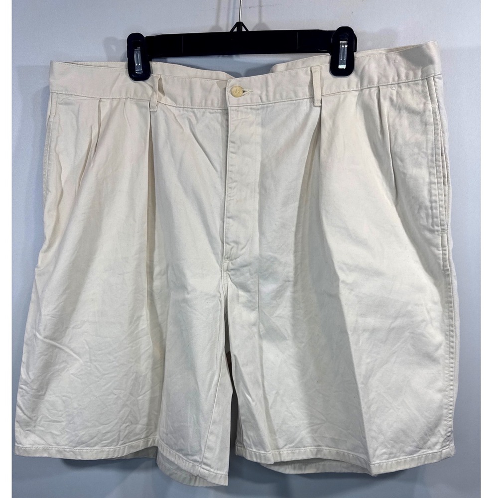 Polo Ralph Lauren Mens Pleated Chino Shorts Cream Off White Cotton Size 38W‎